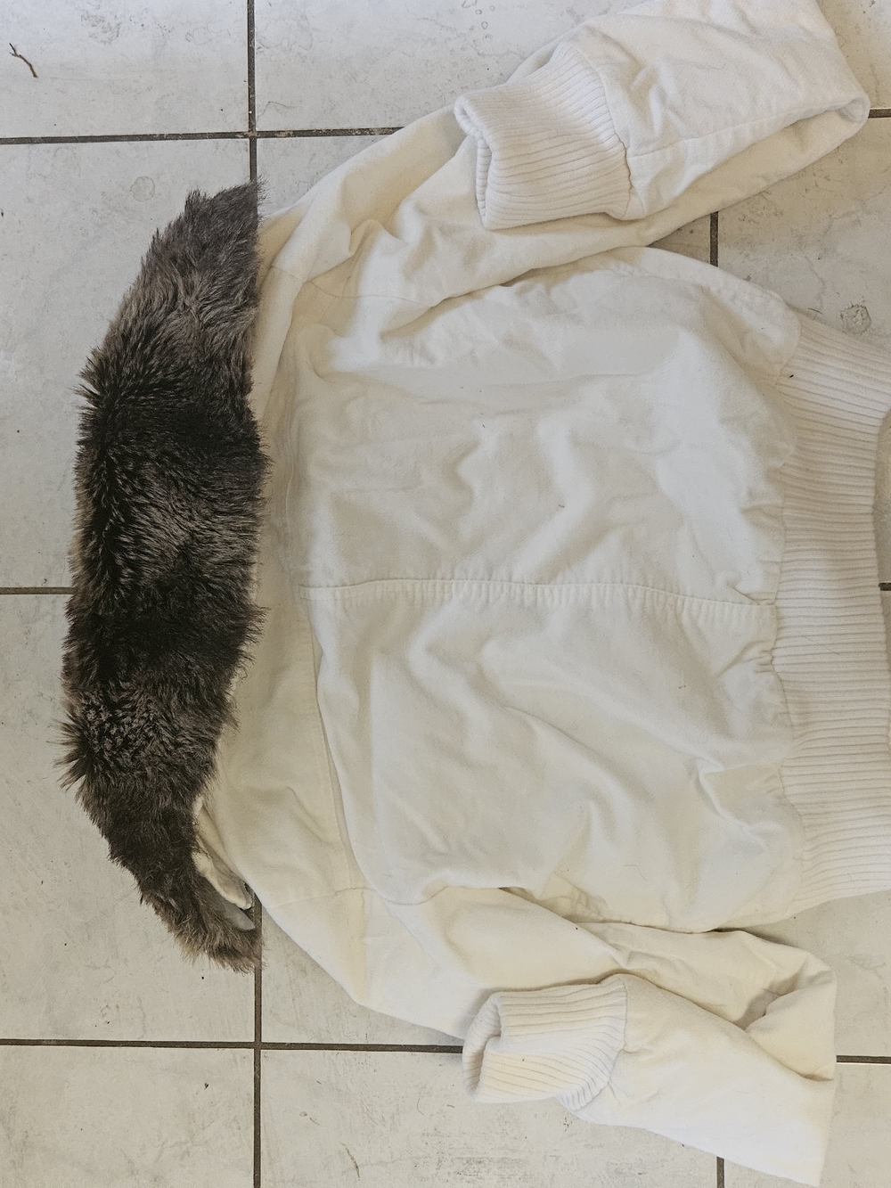 Forever 21 White Jacket with Faux Fur Trim